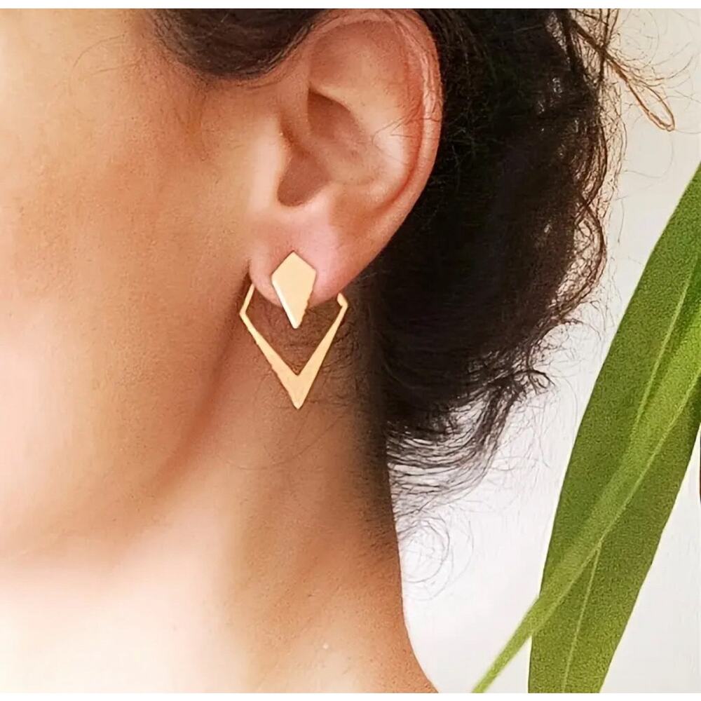 Irregular Arrow Geometric Rhombus Back Hanging Earrings for Women, Unique Gift